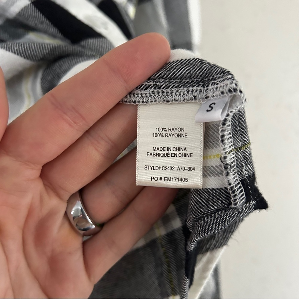 Cloth & Stone Anthropologie Soft Flannel Plaid White Black Yellow Casual Comfy - Picture 3 of 5